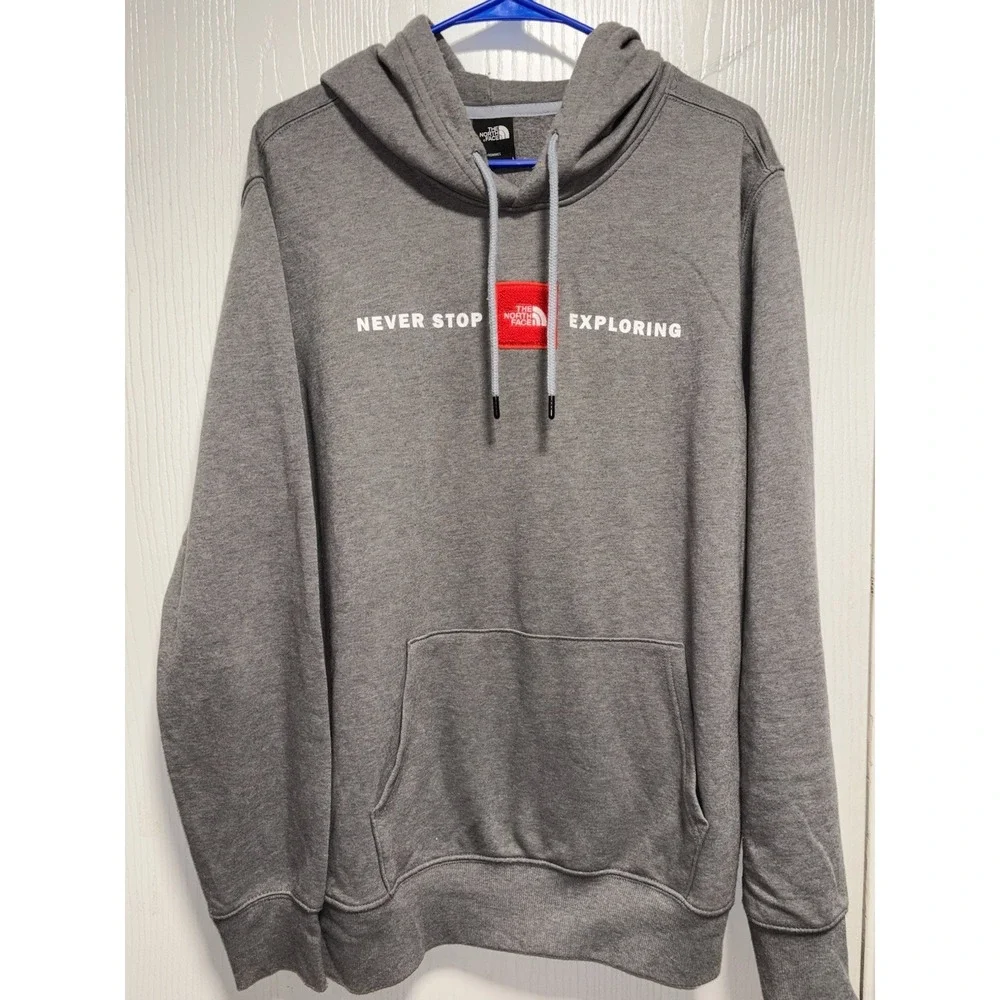 The North Face Hoodie Men's‎ Large Never Stop Exploring Cotton Pullover Gray